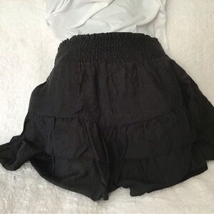 Black Ruffled Mini Shorts